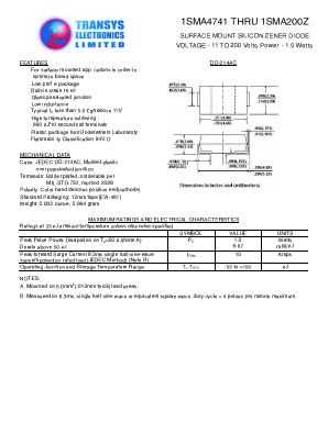 1SMA4742 Datasheet PDF Transys Electronics Limited