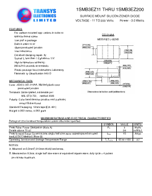 1SMB3EZ140 Datasheet PDF Transys Electronics Limited