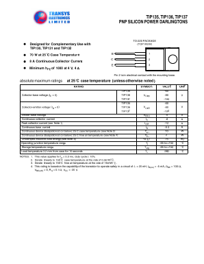 TIP135 Datasheet PDF Transys Electronics Limited