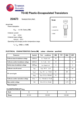 2SA673 Datasheet PDF Transys Electronics Limited