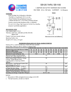 SB130 Datasheet PDF Transys Electronics Limited