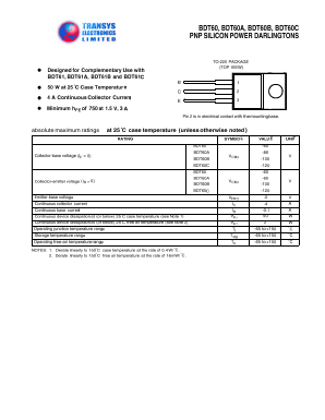 BDT60 Datasheet PDF Transys Electronics Limited