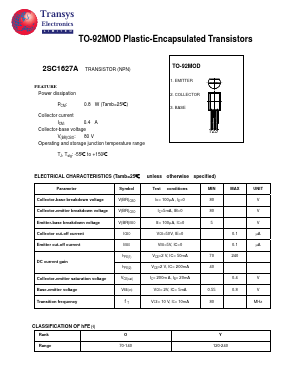 2SC1627A Datasheet PDF Transys Electronics Limited