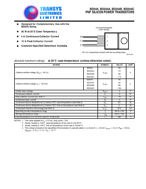 BD244B Datasheet PDF Transys Electronics Limited