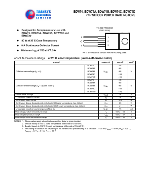 BDW74C Datasheet PDF Transys Electronics