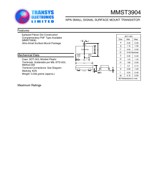 MMST3904 Datasheet PDF Transys Electronics