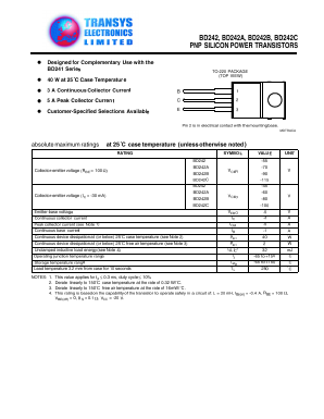BD242C Datasheet PDF Transys Electronics