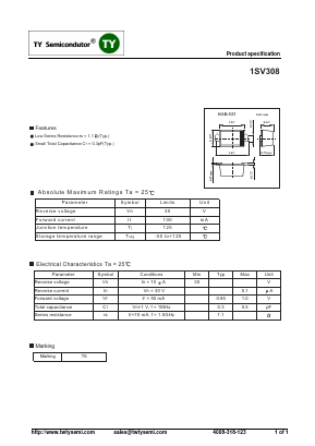 1SV308 Datasheet PDF TY Semiconductor