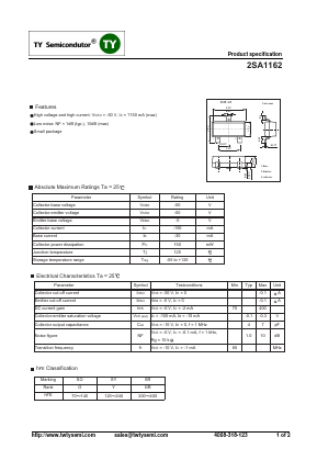 2SA1162 Datasheet PDF TY Semiconductor