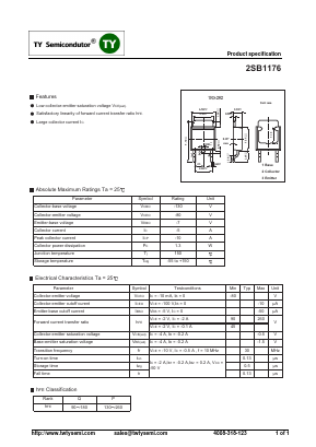 2SB1176 Datasheet PDF TY Semiconductor