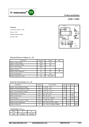 2SB1198K Datasheet PDF TY Semiconductor