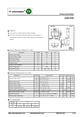 B1599 Datasheet PDF TY Semiconductor