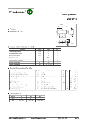 2SC2412 Datasheet PDF TY Semiconductor