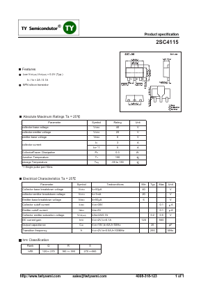 2SC4115 Datasheet PDF TY Semiconductor