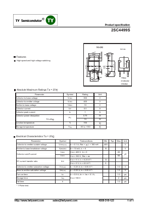 2SC4499S Datasheet PDF TY Semiconductor