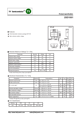 D1001 Datasheet PDF TY Semiconductor