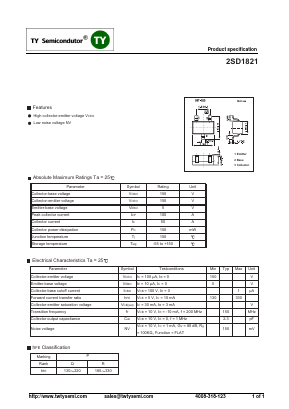 2SD1821 Datasheet PDF TY Semiconductor