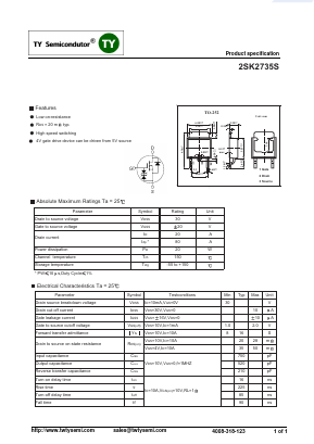 2SK2735S Datasheet PDF TY Semiconductor