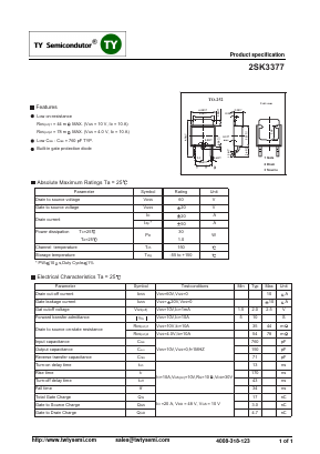 2SK3377 Datasheet PDF TY Semiconductor