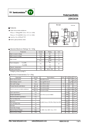 K3434 Datasheet PDF TY Semiconductor