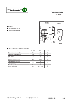 2SK3637 Datasheet PDF TY Semiconductor