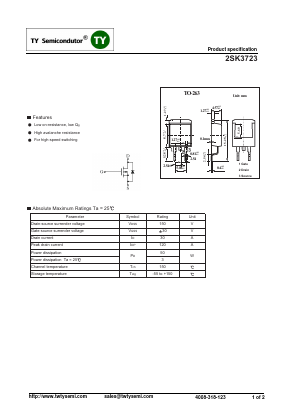 2SK3723 Datasheet PDF TY Semiconductor
