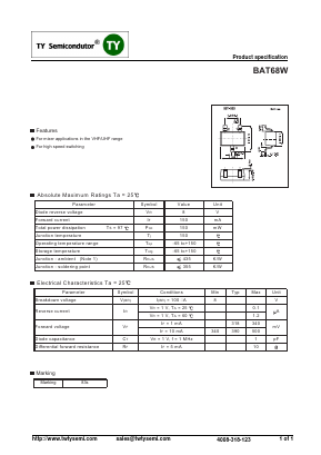 BAT68W Datasheet PDF TY Semiconductor