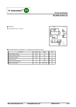 BCW61A Datasheet PDF TY Semiconductor