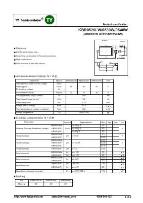 KBR0540W Datasheet PDF TY Semiconductor
