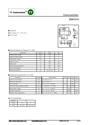 2SA1313 Datasheet PDF TY Semiconductor