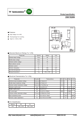 C5209 Datasheet PDF TY Semiconductor