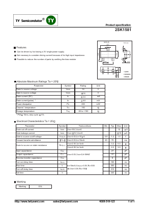 2SK1581 Datasheet PDF TY Semiconductor