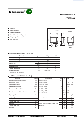 2SK2503 Datasheet PDF TY Semiconductor