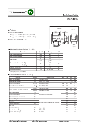 K3813 Datasheet PDF TY Semiconductor
