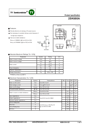 2SK680A Datasheet PDF TY Semiconductor