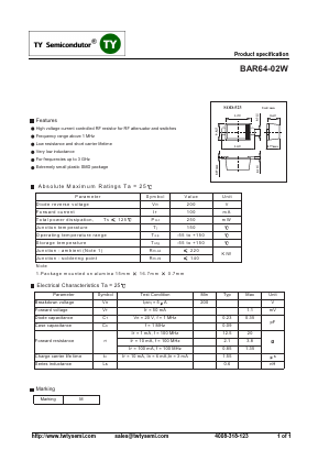 BAR64-02W Datasheet PDF TY Semiconductor