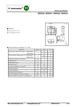 BSR41 Datasheet PDF TY Semiconductor