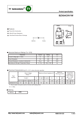 BZX84C9V1W Datasheet PDF TY Semiconductor