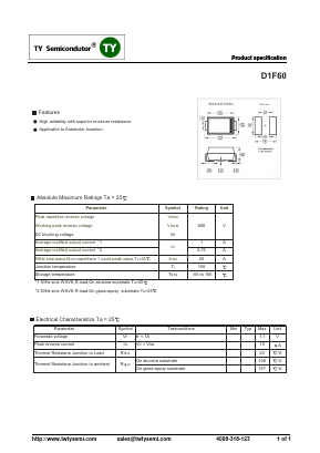 D1F60 Datasheet PDF TY Semiconductor