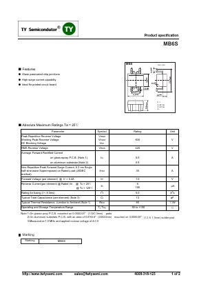 MB6S Datasheet PDF TY Semiconductor