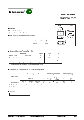 MMBZ5227BW Datasheet PDF TY Semiconductor