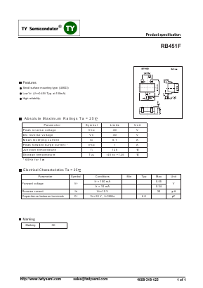 RB451F Datasheet PDF TY Semiconductor