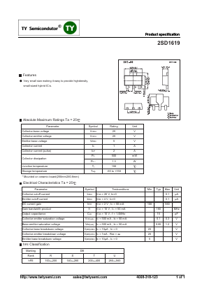 2SD1619 Datasheet PDF TY Semiconductor