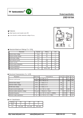 2SD1819A-Q Datasheet PDF TY Semiconductor