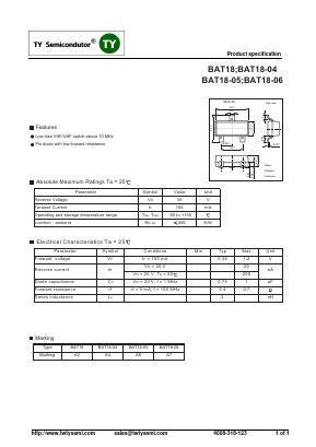 BAT18-06 Datasheet PDF TY Semiconductor