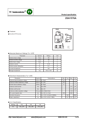 2SA1576A Datasheet PDF TY Semiconductor