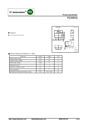 FCX491A Datasheet PDF TY Semiconductor