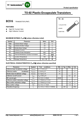 BC516 Datasheet PDF TY Semiconductor