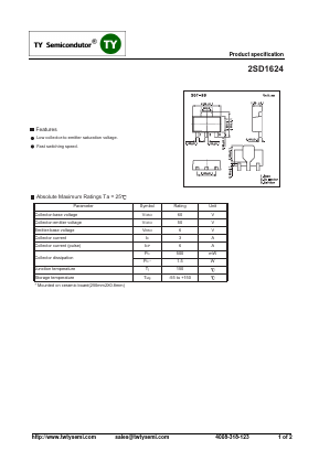 2SD1624 Datasheet PDF TY Semiconductor