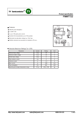 FMMT722 Datasheet PDF TY Semiconductor